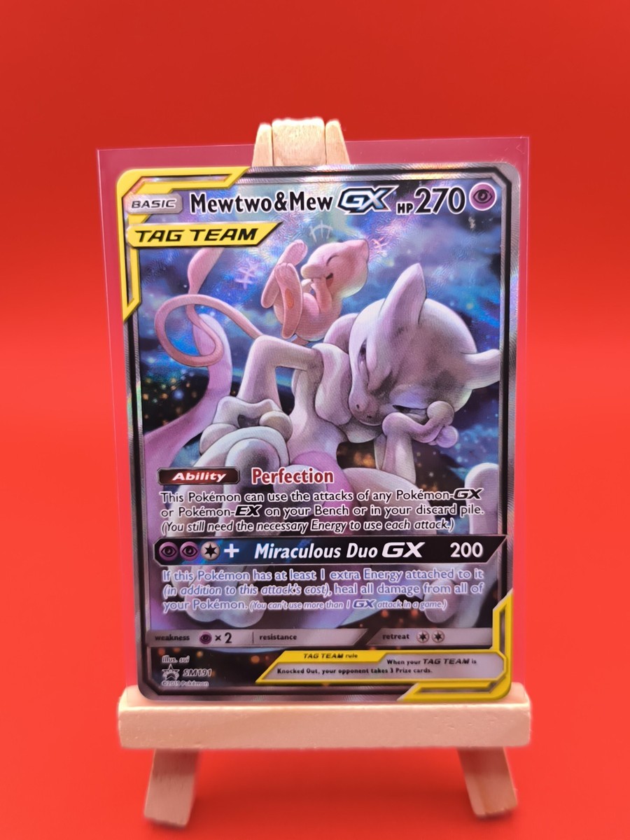 【US版プロモ・極美品】未開封　Mewtwo & Mew (ミュウツー&ミュウ) Mewtwo & Mew Tag Team GX SM191 Alternate Full Art Promo