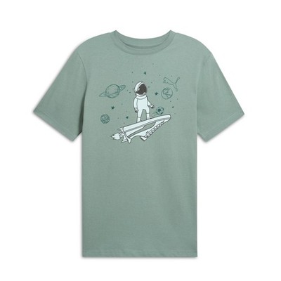 PUMA Graphics Space Crew Neck Short Sleeve T-Shirt Mens Green Casual Tops 688896