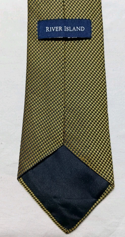 River Island Men's Tie Green Geometric Pattern Necktie Formal Wedding Party Foto 3 de 4