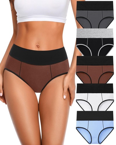 Women's Cotton Underwear High Waisted Soft Full Coverage Shaping Panties Comf...