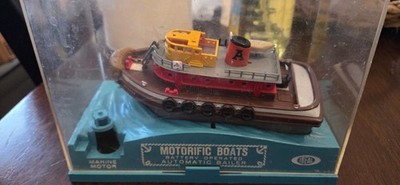 Motorific 60's Boat Atlas Ideal NY Harbor Tug Boat Model Display, needs motor