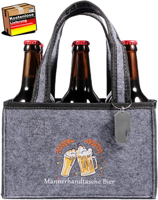 Bierhandtasche mit Flaschenöffner für Männer 6 Flaschen Tragetasche personalisie