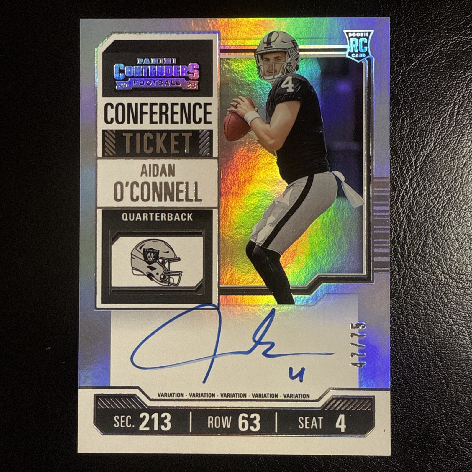 2023 Contenders Conference Ticket Aidan O’Connell ROOKIE Auto 47/75 AA