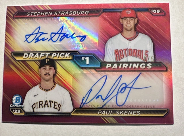 2026 Bowman Chrome Pairings Paul Skenes & Stephen Strasburg Dual Auto /5 DPPA-SS