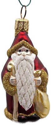 Patricia Breen Miniature Woodland Santa Claus Bordeaux Christmas Tree Ornament