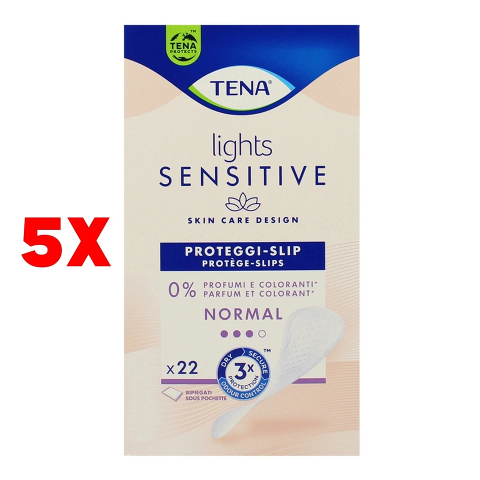 5 X Tena Lights Sensitive Proteggi Slip Normal Ripiegato 22 Pz Dispositivo Medi - Imagen 1 de 1