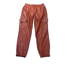 Shinestar Rust Brown Faux Leather Cargo Pants Size Large Womens
