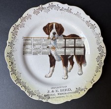Plato calendario de recuerdo San Bernardo perro aves aterrizaje CA Solano County California