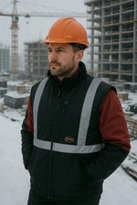 2 XL Pioneer Safety Heated Safety Vest Hi-Vis  Black With Gray Reflectors