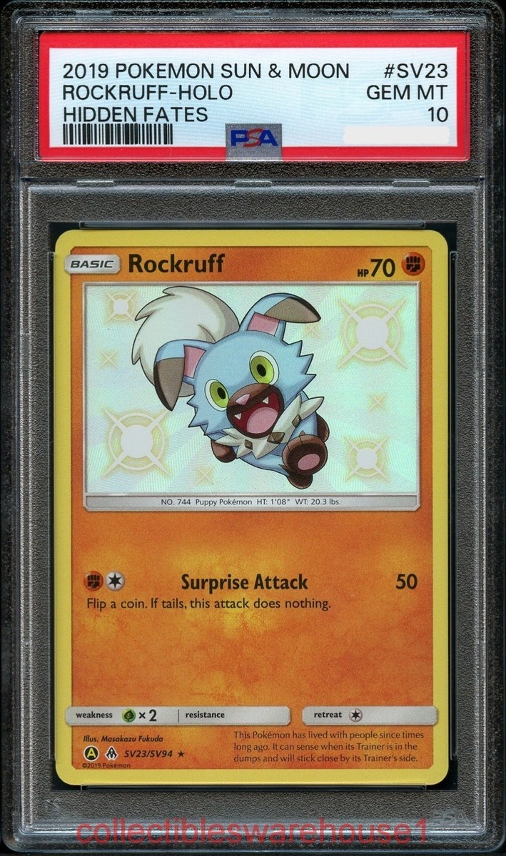 hidden fates pokemon cards prices Pokemon Hidden Fates Rockruff SV23 PSA 10