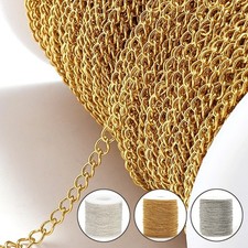 2m Stainless Steel Gold Extension Chain DIY Necklace Bracelet Making