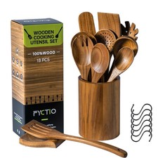 12 PCS Acacia Wooden Spoons for Cooking - Heat-Resistant, Comfort Grip,Easy t...