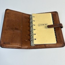 Vintage Coach Leather Address Book Day Planner Brown 1990s Y2K Purse Size 6"x4"