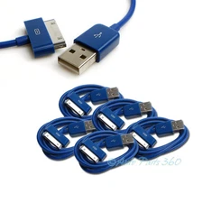 5 PCS USB SYNC DATA POWER CHARGER CABLE IPAD IPHONE IPOD CLASSIC TOUCH NANO BLUE