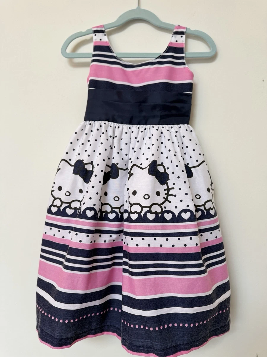 hello kitty first birthday dress products for sale Length_Tea Length A-Line Dress with Bow Band size:110 and eye