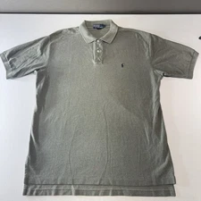 Polo Ralph Lauren Mens Size Large Green Polo Shirt Navy Pony Logo 100 % Cotton