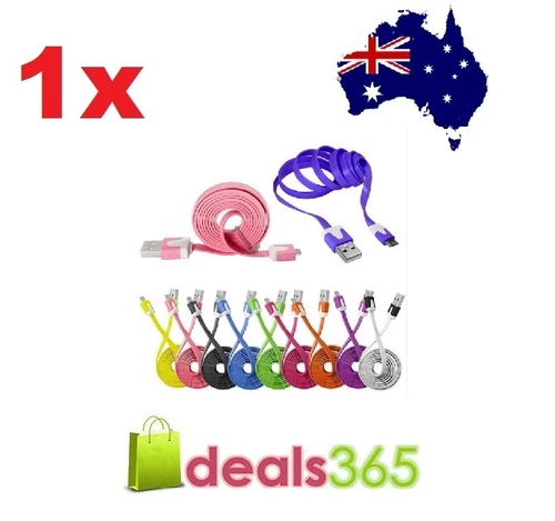 1M Micro Colourful Noodle USB Charging Cable SamsungHTC Nexus Android Smartphone
