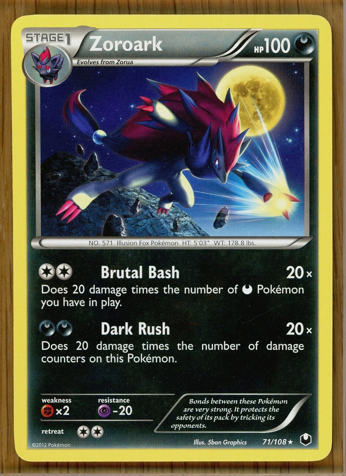Zoroark 71/108 ~ Rare ~ B&W - Dark Explorers ~ Near Mint!!