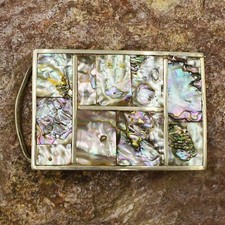 Sterling Silver 925 Mexico Abalone Shell Belt Buckle
