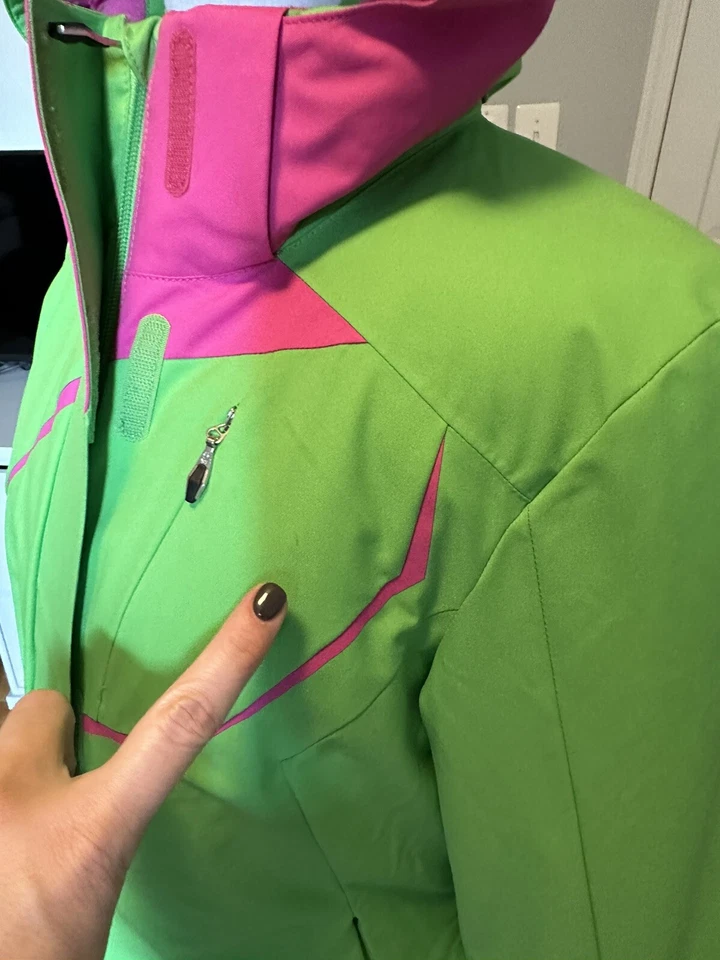 Spyder Mujer Esquí Snowboard Chaqueta 8 Verde y Rosa Foto 3 de 4