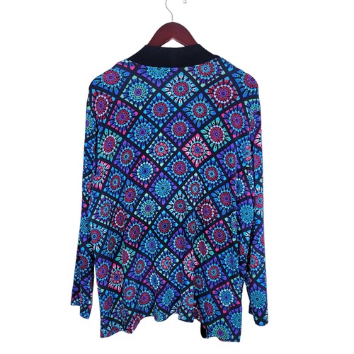 Slinky Brand Cardigan 1X Colorful Kaleidoscope Print Slinky Open Front - Picture 2 of 9