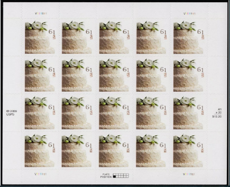 A US Scott #4398 Wedding Cake (Love) 61¢ Sheet of 20 Stamps - MNH
