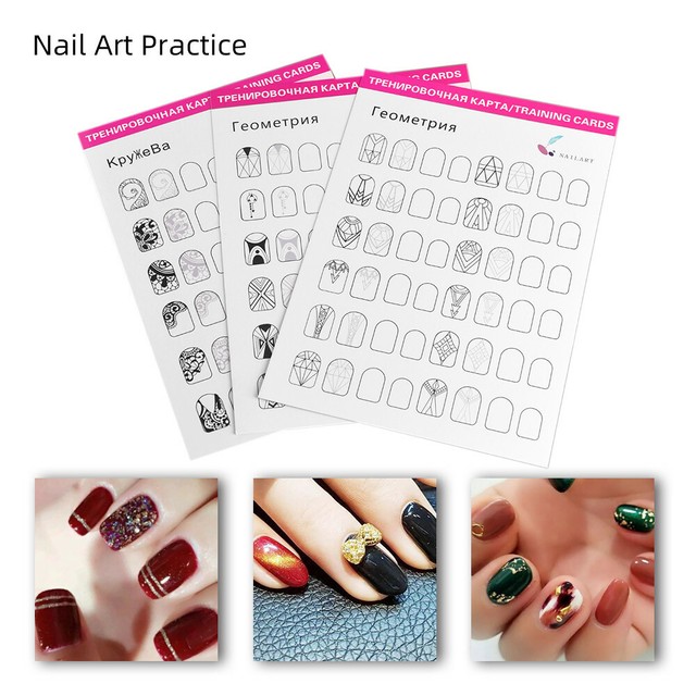 12pcs/set Nail Art Practice Paper Book Learn Template Painting Guide