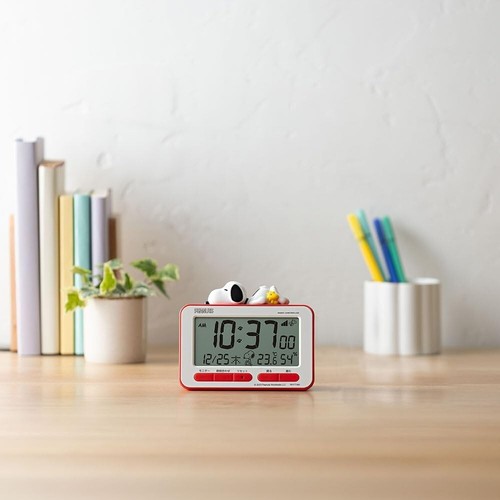RHYTHM Snoopy alarm clock digital radio clock 3D figure electronic sound Japan - Picture 5 of 6