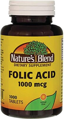 Nature's Blend Folic Acid 1000 mcg 1000 Tabs