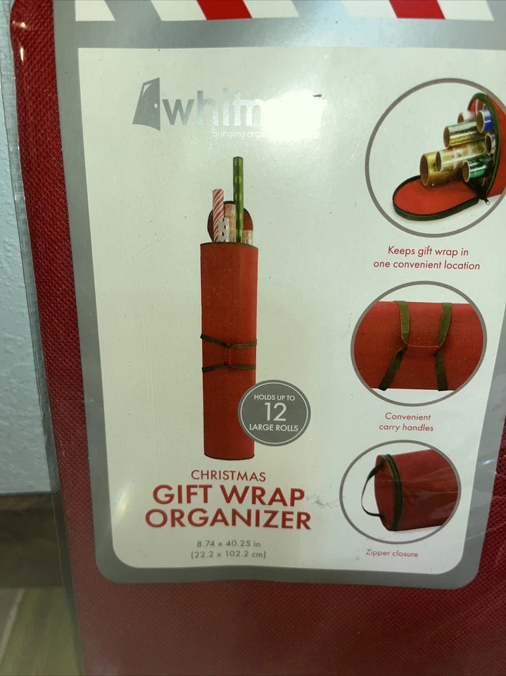 Christmas Gift Wrap Storage Organizer Handles 12 Rolls 8.7"x40" 12 Rolls Whitmor - Image 2 of 3