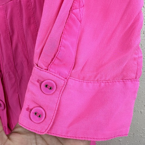 Nanette Lenore Heartbreaker Dress Pink 100% Silk Button Down 3/4 Sleeved 2 DC2 - Picture 4 of 8