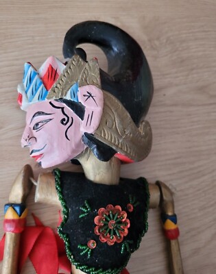 Grande Marionnette Indonésienne En Bois – Hauteur 45 Cm – Originale Années 1950-60