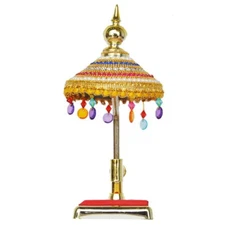 Tej Gifts Fabric Umbrella Chhatra With Hanging Crystals For God Idol, Car L -17