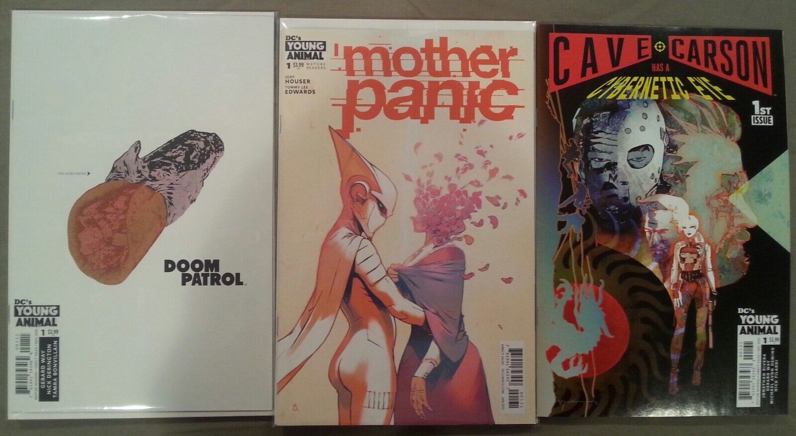 Doom Patrol #1, Mother Panic #1 & Cave Carson has a Cybernetic Eye (3 comics) DC