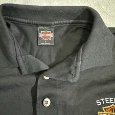 VINTAGE Harley Davidson Polo Shirt Mens L Black Motorcycle Bike 90s USA