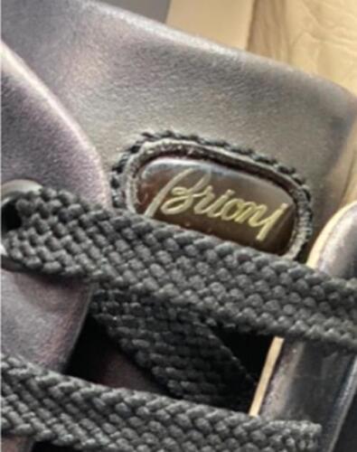 BRIONI Italian Black Leather Sneakers US 7 e40 - Picture 2 of 7