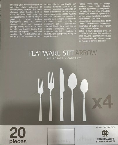 Juego de 20 cubiertos Brandani ARROW acero inoxidable colección hotel Italia - Imagen 2 de 8