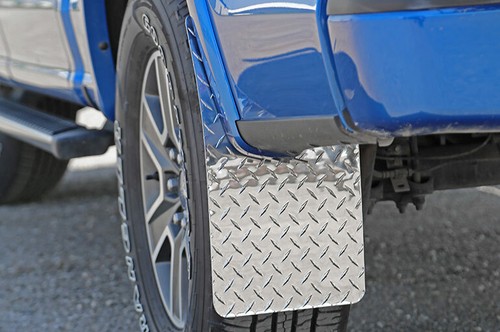 Dee Zee Silver Diamond Plate Mud Flaps for Chevy Dodge Ford GMC RAM Jeep - Picture 6 of 10