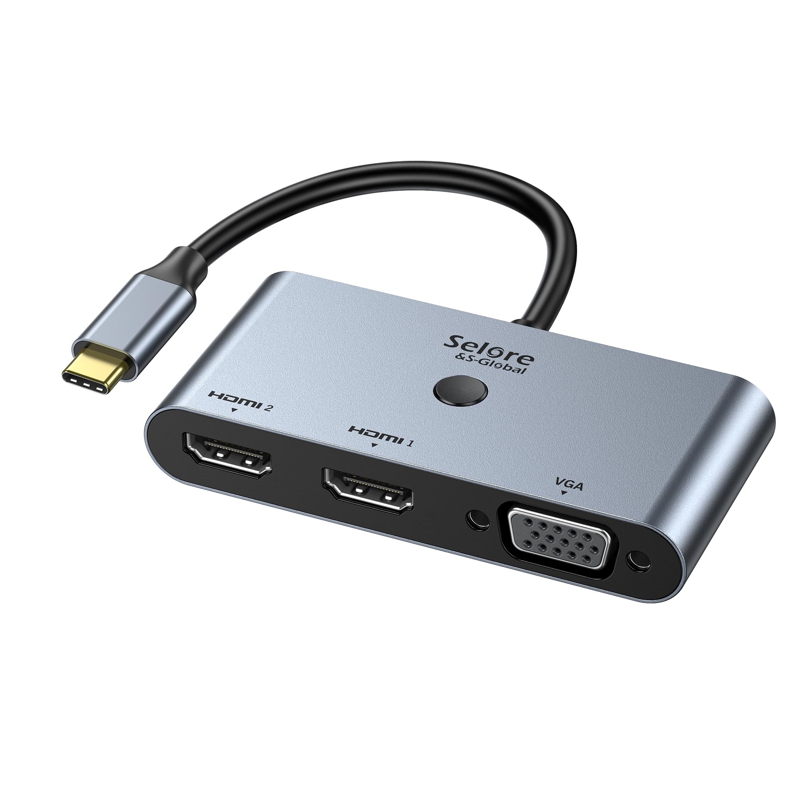 Selore USB C Docking Station 3 Monitors USB C to Dual HDMI VGA Adapter with O...