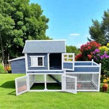 Wooden Chicken Coop Hen House for 6–8 Birds with Nesting Box & Run