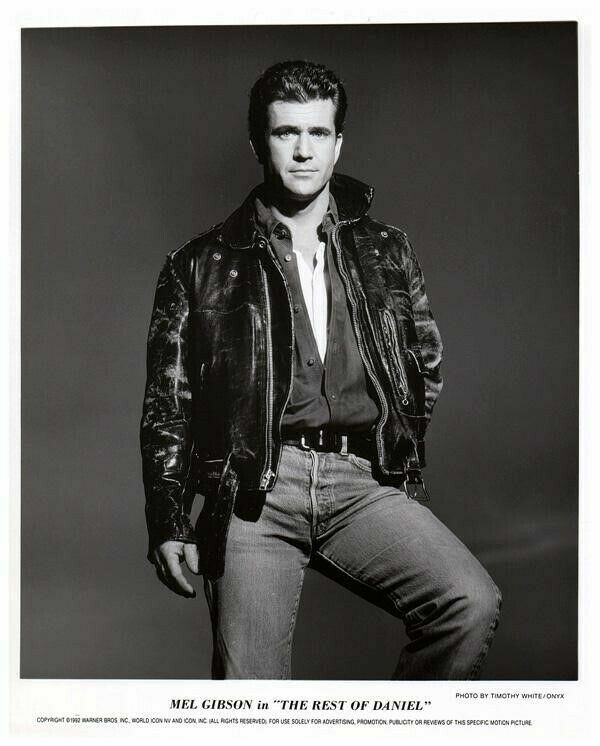Mel Gibson The Rest of Daniel Jeans & Leather Jacket Pose Original