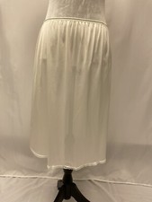 80  s Vassarette White Silky Nylon Lacy A-side Slit Half Slip Lingerie L 24" NWT