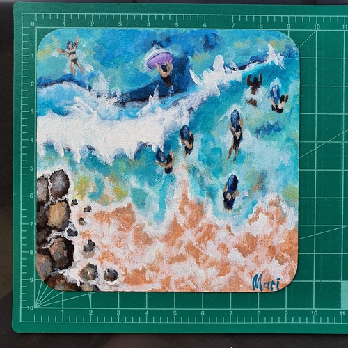 California Beach Art – Surfboarder in La Jolla, Original Acrylic Painting - Picture 3 of 11