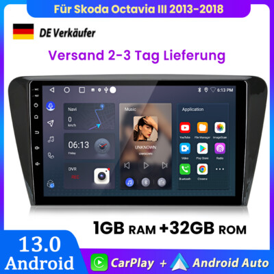 DAB+ Android 13 Carplay Navi GPS Für Autoradio SKODA Octavia III 3 5E 2013-2018