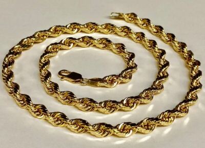 18k SOLID Gold Diamond Cut ROPE Link 