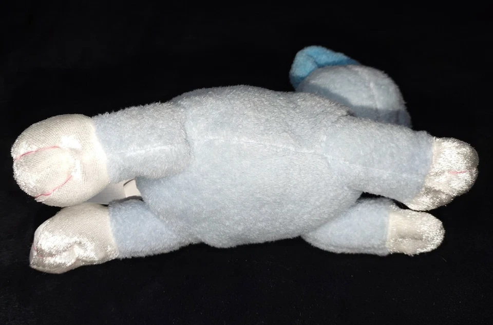 NWT 9" Plush Kids Preferred Blue Puppy Dog Rattle Toy Thank Heaven 2004 Satin - Image 4 of 4