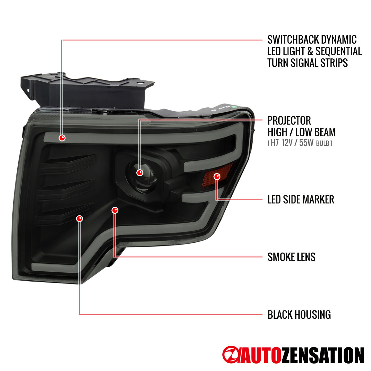 Spec-D Projector Headlights Ford F150 (09-14) Sequential Switchback LE - Foto 10