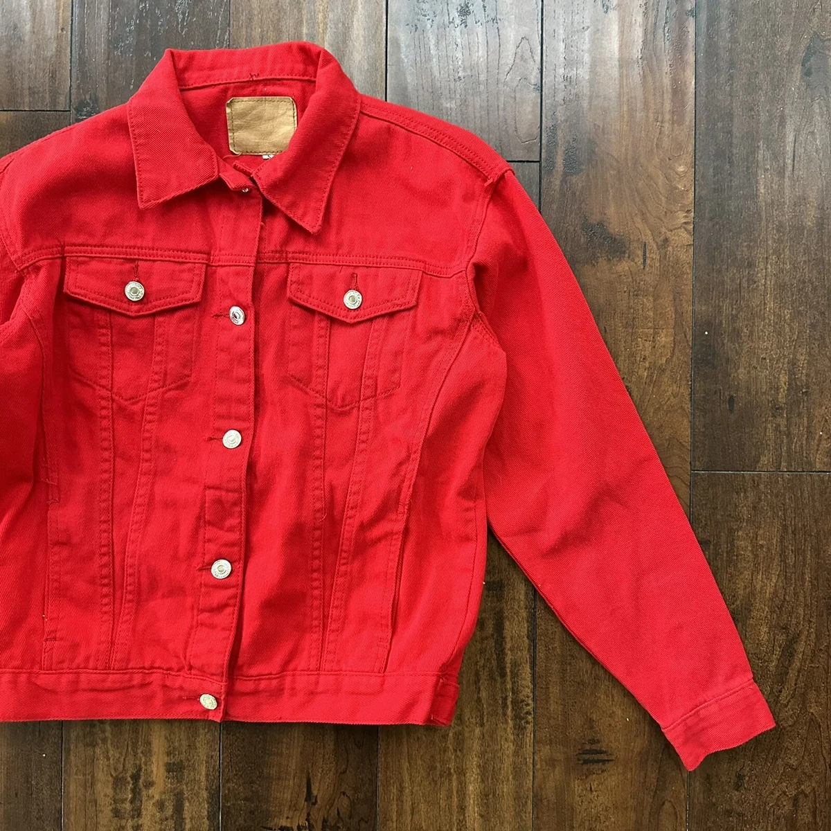 Type 3 Jeans Womens Jacket Small Red Label LRL Red Denim Button