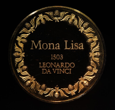 MONA LISA Leonardo DAVINCI 1975 Franklin Mint 24k EP 925 Silver