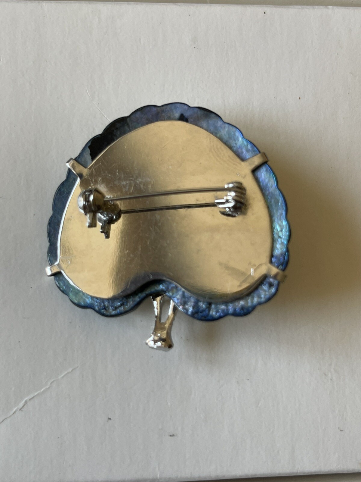 Vintage Peacock Bird Abalone Brooch Pin Paua Shell Si… Gem